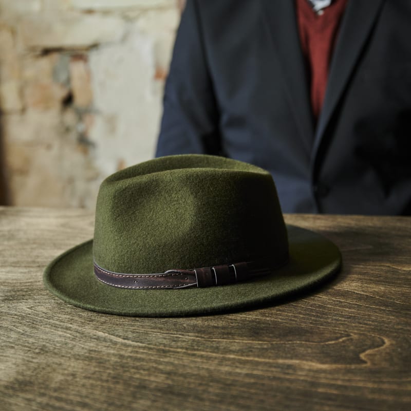 Flat brim fedora