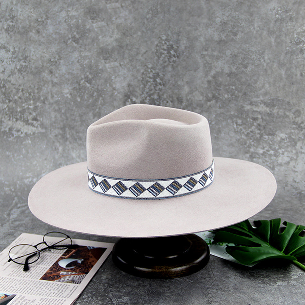 100% Australian Wool Fedora Felt Hat Wide Brim