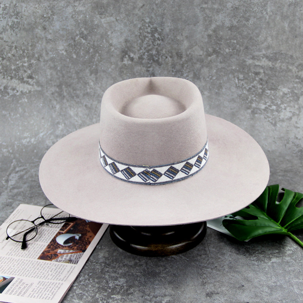 100% Australian Wool Fedora Felt Hat Wide Brim