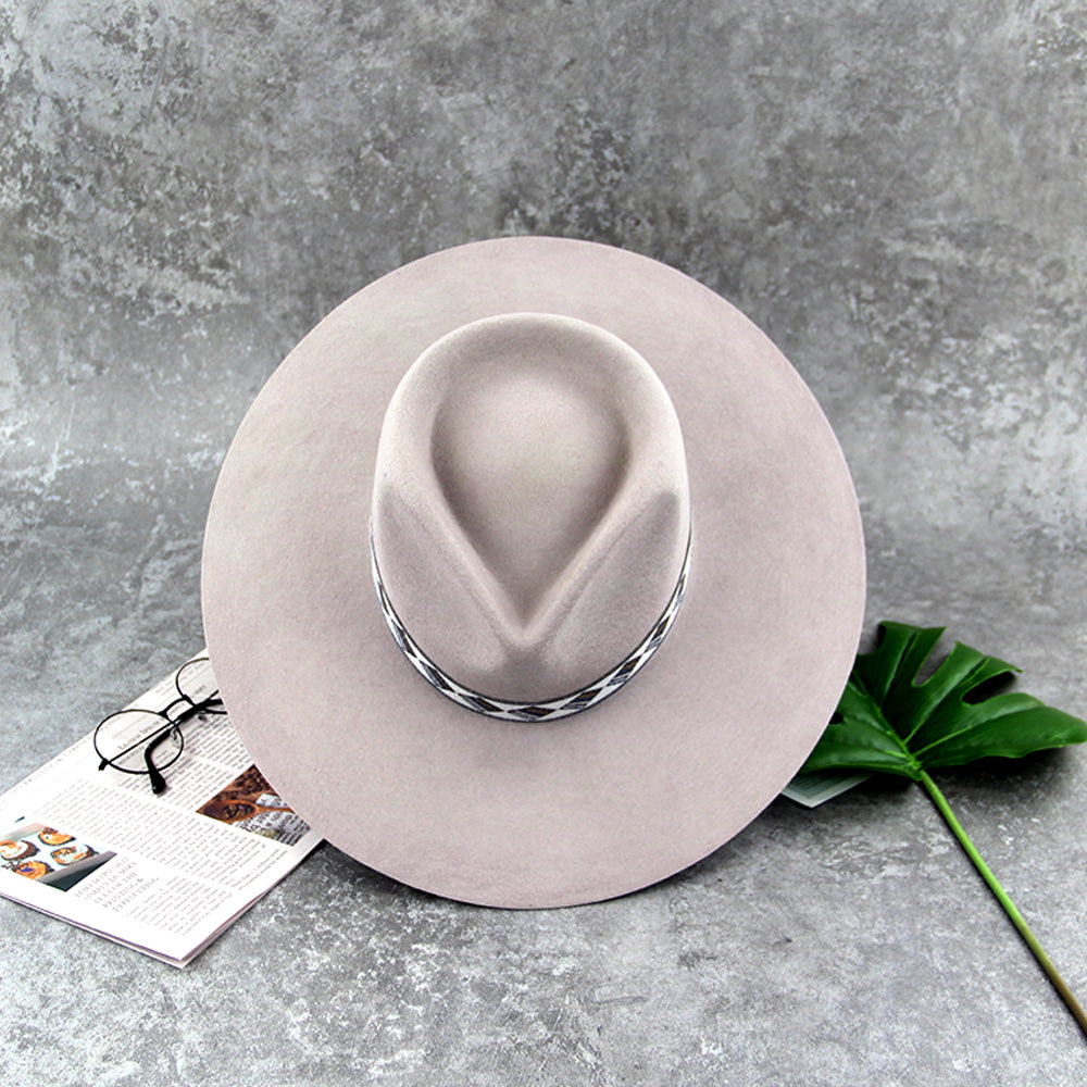 100% Australian Wool Fedora Felt Hat Wide Brim