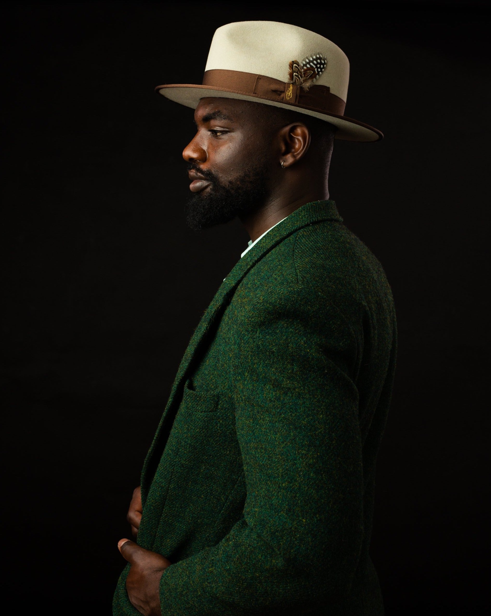 Flat brim hat for gentlemen