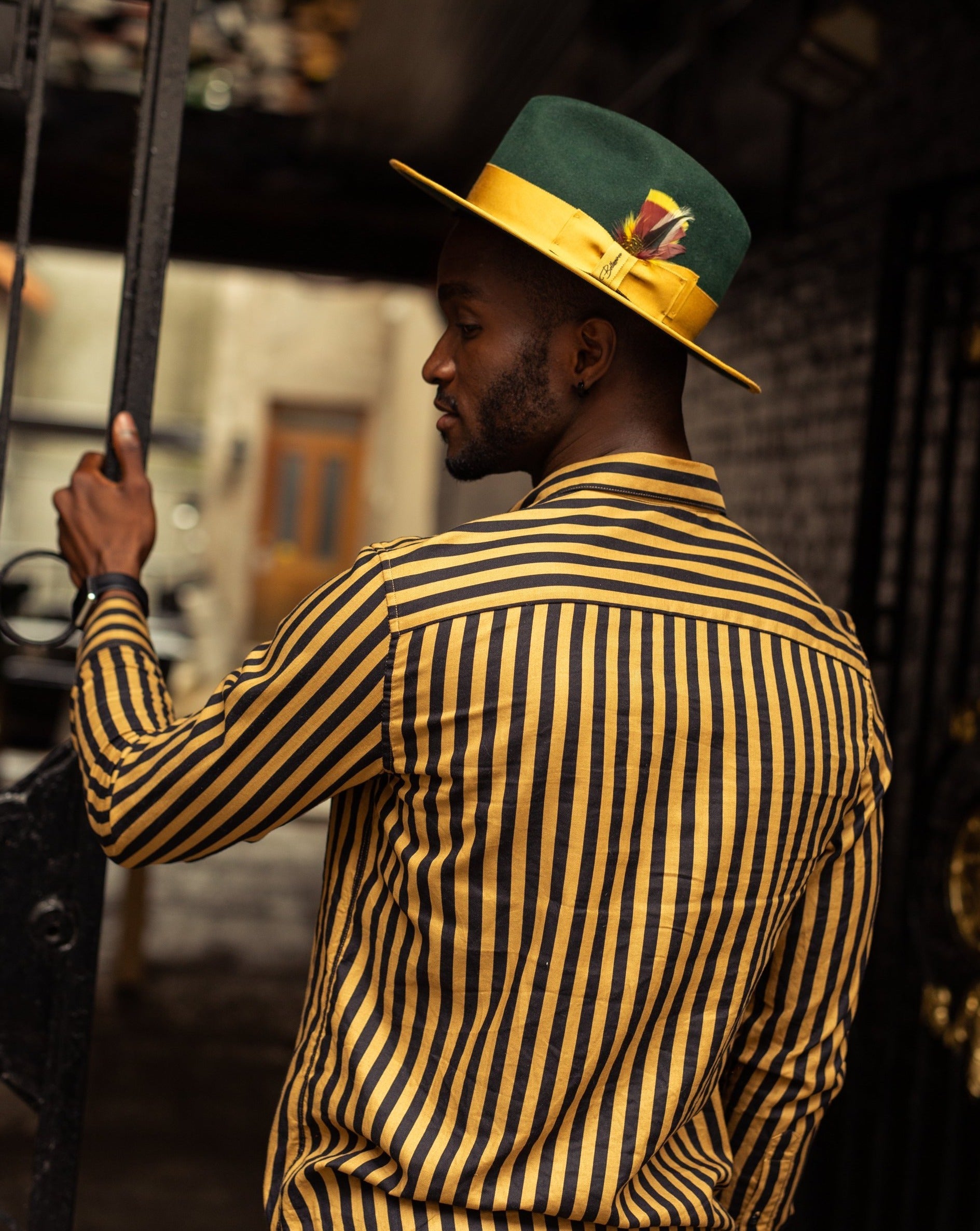 Flat brim hat for gentlemen