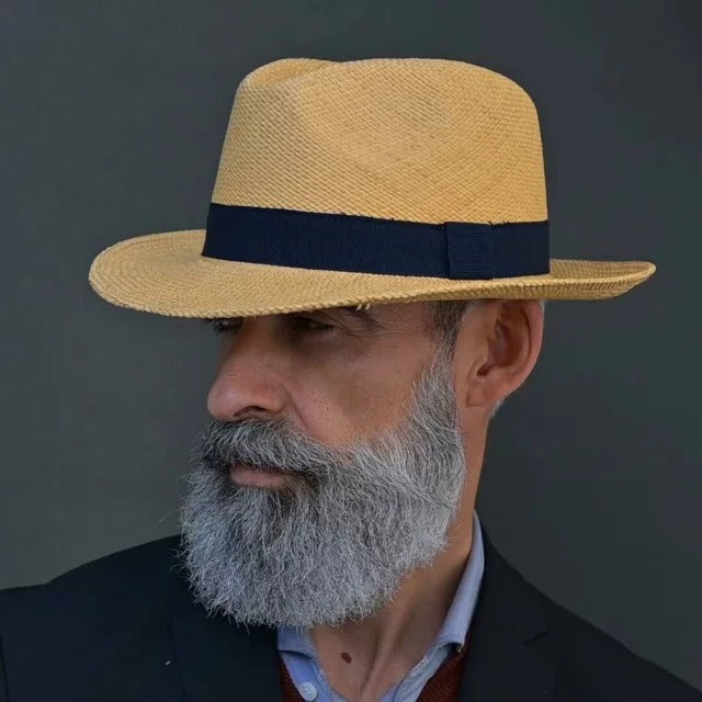 Striped Ribbon Panama hat