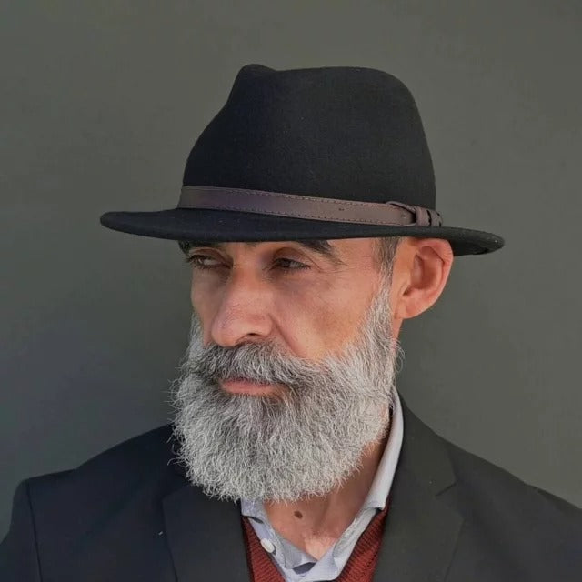 Flat brim fedora