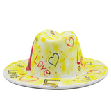 Fedora new graffiti jazz hat red Fedora men's and women's gorras hat fashion 3D new Fedora travel essential