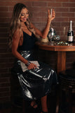 Dance All Night Sequin Midi Skirt in Silver