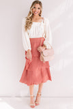 Pleated Pretty Midi Skirt In Rustic Rose