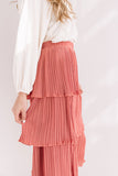 Pleated Pretty Midi Skirt In Rustic Rose