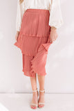 Pleated Pretty Midi Skirt In Rustic Rose