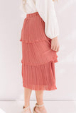 Pleated Pretty Midi Skirt In Rustic Rose