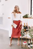 Pleated Pretty Midi Skirt In Rustic Rose
