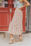 Poised In Paris Floral Skirt In Iced Latte