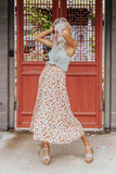Poised In Paris Floral Skirt In Iced Latte