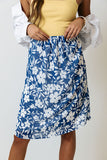 From Malibu Floral Skirt In Royal Blue
