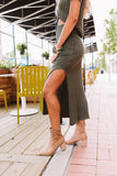 Cider Sweetness Knit Skirt In Army Green