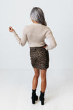 Stolen Moment Leopard Skirt In Martini Olive