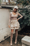 The Wynn Ruffle Skirt In Beige