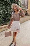 The Wynn Ruffle Skirt In Beige