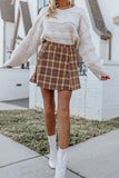 Better Than You Dreamed Plaid Skirt In Mocha