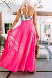 Bikini Season Mesh Cover Up Skirt in Hot Pink