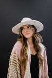 Fame Flat Brim Faux Leather Strap Fedora