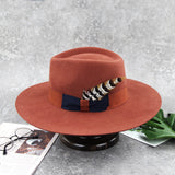 Flat Brim Fine Wool Felt Hats Wide Brim Fedora Hats