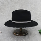 Black Pinched Crown Wool Fedora Hat