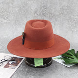 Flat Brim Fine Wool Felt Hats Wide Brim Fedora Hats