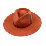 Flat Brim 100% Wool Felt Hats Wide Brim Fedora Hats