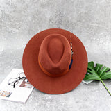 Flat Brim Fine Wool Felt Hats Wide Brim Fedora Hats