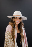 Fame Flat Brim Faux Leather Strap Fedora
