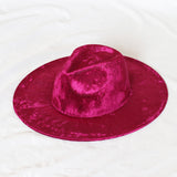 Golden velvet Fedora Hat autumn winter jazz hat red Fedora men's and women's gorras top hat large edge
