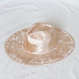 Golden velvet Fedora Hat autumn winter jazz hat red Fedora men's and women's gorras top hat large edge