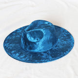 Golden velvet Fedora Hat autumn winter jazz hat red Fedora men's and women's gorras top hat large edge