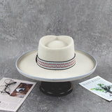 Ivory Flat Brim Wool Felt Hats Wide Brim Fedora Hats