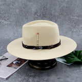 Hard Flat Wide Brimmed Fedora Hat Handmade