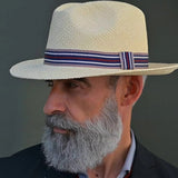 Striped Ribbon Panama hat